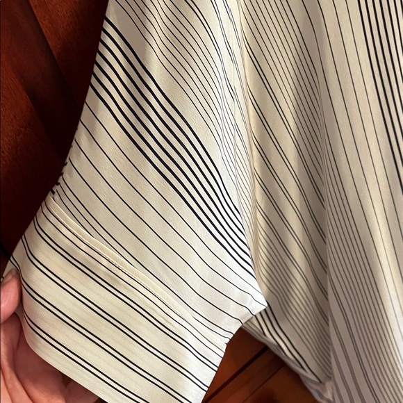 Eileen Fisher Silk Cream and Black Striped Top - Picture 4 of 5